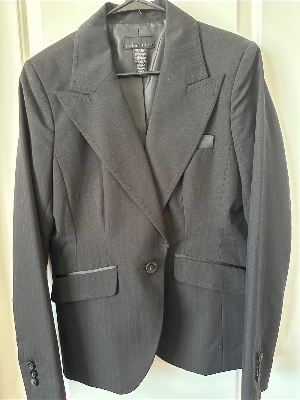 attention Black Pinstripe Tailored Blazer